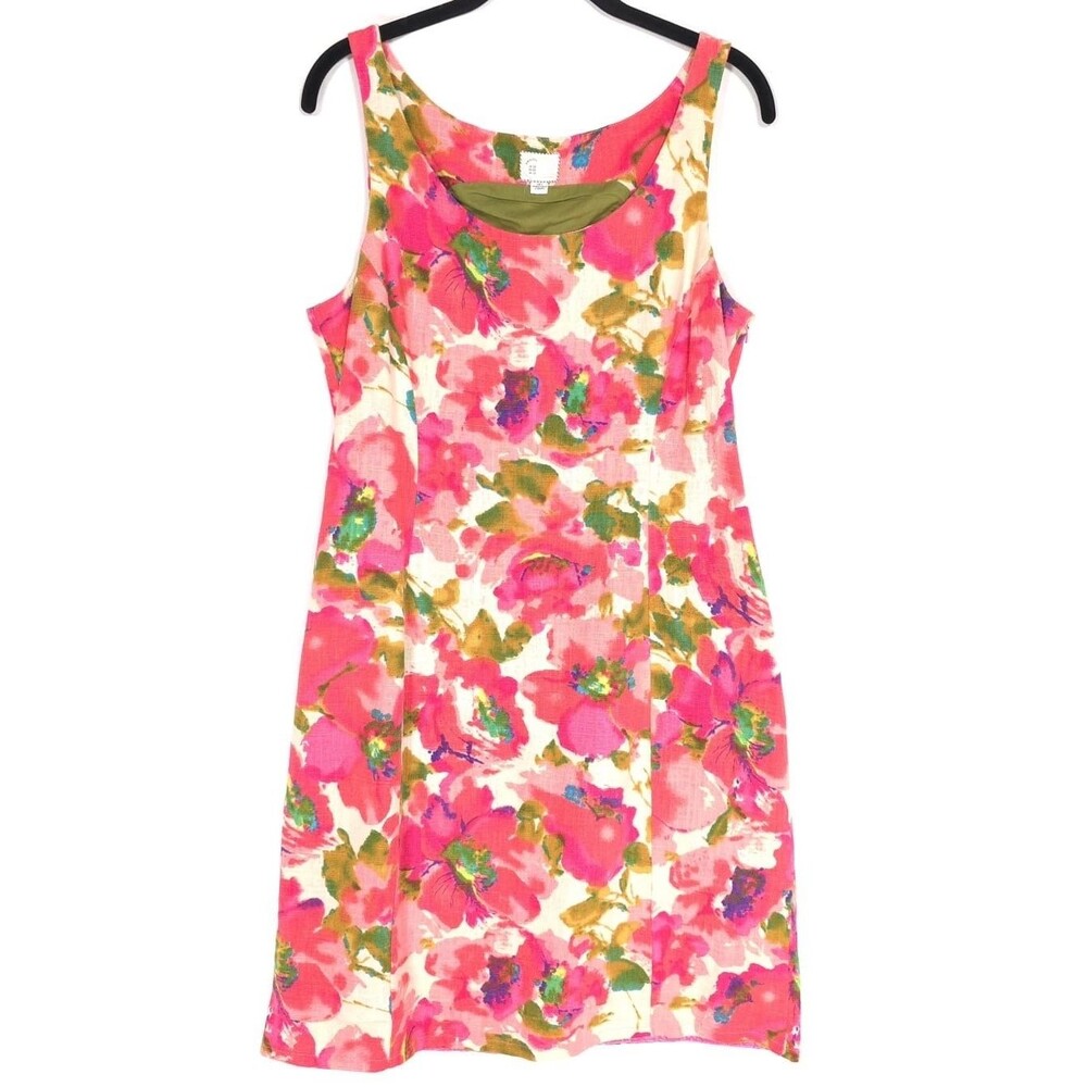 ANTHROPOLOGIE 9-H15 STCL Dress Floral Linen Blend Knee Lenght Size 10 676504652